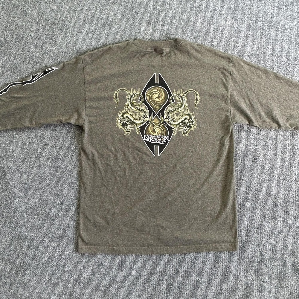 Year Of The‎ Dragon Shirt Mens XL Olive Green Long Sleeve Graphic Dragons 2000s - Picture 9 of 12